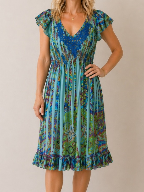 One World Dresses & Skirts - < Y2K Fairycore One World Dress With Lace Embellished Neckline >